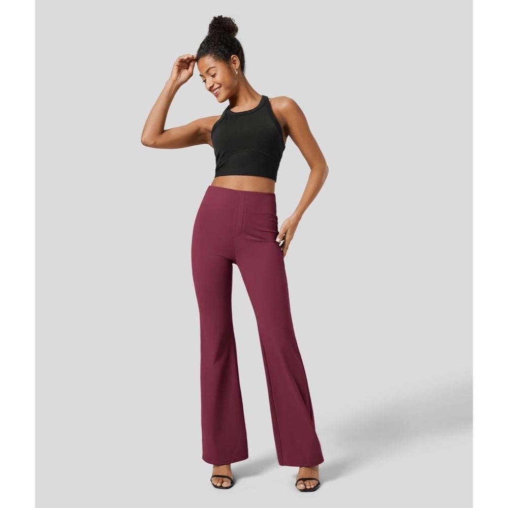HALARA woman’s High-Waist Flare Pants in Wine small , perfect